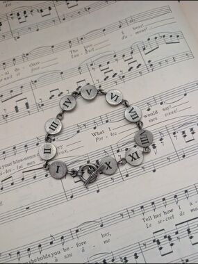 Roman Numeral Disc Bracelet - Silver Tone